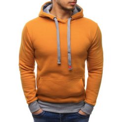 Bluzy męskie: Bluza męska z kapturem kamelowa (bx2046)