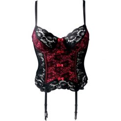 Gorset bonprix czarno-czerwony. Czarne bluzki body bonprix, z koronki. Za 89,99 zł.