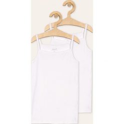Name it - Top dziecięcy 110-152 cm. Białe bluzki dziewczęce Name it, bez wzorów, z elastanu, z okrągłym kołnierzem, z krótkim rękawem, krótkie, bez kaptura. Za 59,90 zł.