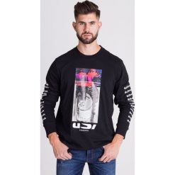 LONGSLEEVE LARGE DIESEL. Czarne bluzy męskie Diesel, s, z nadrukiem, z bawełny, z okrągłym kołnierzem, bez rękawów, bez kaptura. Za 139,50 zł.