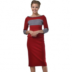 Zestaw w kolorze czerwonym - bluzka, spódnica. Białe spódnice wieczorowe Lila Kass, xxs, midi, proste. W wyprzedaży za 219,95 zł.