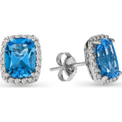 Kolczyki damskie: PROMOCJA Białe Złoto Kolczyki – złoto białe 333, Blue topaz…
