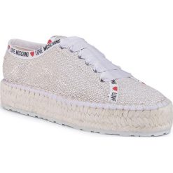 Espadryle LOVE MOSCHINO - JA10383G0AJL010A Bia/Arge. Brązowe espadryle damskie Love Moschino, bez wzorów, ze skóry, bez obcasa, na płaskiej podeszwie. Za 799,00 zł.