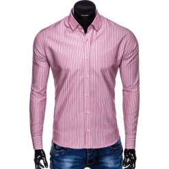 KOSZULA MĘSKA ELEGANCKA Z DŁUGIM RĘKAWEM K443 - CZERWONA. Czerwone koszule męskie Ombre Clothing, s, bez wzorów, z bawełny, eleganckie, bez kołnierzyka, z długim rękawem. Za 39,00 zł.