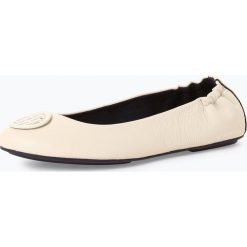 Tommy Hilfiger - Damskie baleriny ze skóry, biały. Białe baleriny damskie TOMMY HILFIGER, bez wzorów, ze skóry, bez obcasa. Za 399,95 zł.
