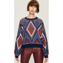 Swetry damskie: Wzorzysty sweter oversize - Wielobarwn