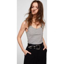 Mango - Top Basic. Szare bluzki damskie Mango, s, z elastanu, z okrągłym kołnierzem. Za 29,90 zł.