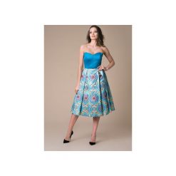 Sukienka koktajlowa Blue Moon. Niebieskie sukienki damskie Nat fashion room, bez wzorów, z bawełny, bez kołnierzyka, bez rękawów, rozkloszowane. Za 420,00 zł.