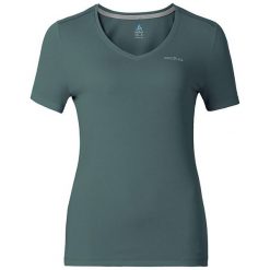 Odlo Koszulka s/s v-neck LIV ciemno-zielony r. S. Zielone topy sportowe damskie marki Odlo, s. Za 139,95 zł.