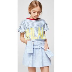 Mango Kids - Spódnica dziecięca Sleeve 110-164 cm. Szare spódniczki dziewczęce Mango Kids, s, w paski, z elastanu, mini, proste. W wyprzedaży za 49,90 zł.