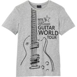 T-shirt Slim Fit bonprix jasnoszary melanż z nadrukiem. Szare koszulki męskie bonprix, s, z nadrukiem, bez kołnierzyka, bez rękawów. Za 34,99 zł.