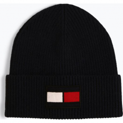 Tommy Hilfiger - Czapka męska, niebieski. Niebieskie czapki męskie marki TOMMY HILFIGER, z aplikacjami, z dzianiny, klasyczne. Za 229,95 zł.