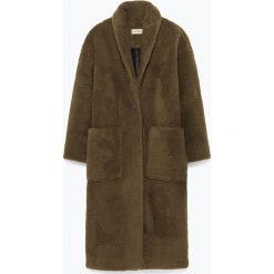 Płaszcz przejściowy w kolorze oliwkowym. Brązowe kurtki damskie American Vintage, s, bez wzorów, z wełny, bez kaptura. W wyprzedaży za 449,95 zł.