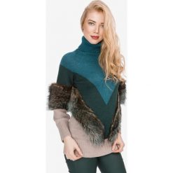 Versace Collection Sweter Niebieski Brązowy. Pomarańczowe bluzy damskie Versace Collection, s, w paski, z wełny, bez rękawów, bez kaptura. Za 6072,95 zł.