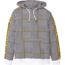 Bluza z kapturem Slim Fit bonprix biało-szary w kratę. Białe bluzy męskie bonprix, s, bez wzorów, z kapturem, bez rękawów, z kapturem. Za 109,99 zł.