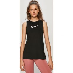 Nike - Top. Czarne topy damskie Nike, s, z nadrukiem, z elastanu, bez rękawów, dri-fit (nike). Za 129,90 zł.
