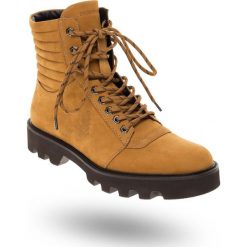 TRAPERY Emporio Armani. Brązowe buty trekkingowe męskie ze skóry, na sznurówki. Za 1265,40 zł.