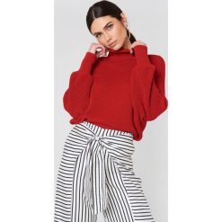 Golfy damskie: NA-KD Sweter z dzianiny z wywijanym golfem – Red