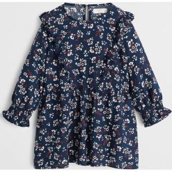 Mango Kids - Sukienka dziecięca Romas 80-104 cm. Niebieskie sukienki dziewczęce Mango Kids, bez wzorów, z wiskozy, casualowe, z długim rękawem, długie, maxi, rozkloszowane. Za 89,90 zł.