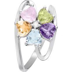Złoty pierścionek z diamentami i kamieniami szlachetnymi. Szare pierścionki damskie Diamond & Co, z topazem, złote. W wyprzedaży za 725,95 zł.