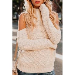 Sweter RIGMA BEIGE. Brązowe bluzy damskie Sweter RIGMA BEIGE, uniwersalny, bez wzorów, bez rękawów, bez kaptura. W wyprzedaży za 69,00 zł.