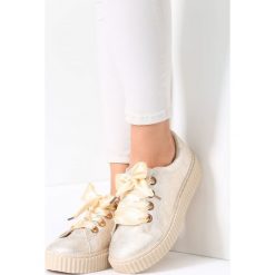 Beżowe Creepersy Make A Dream. Brązowe półbuty damskie marki vices, bez wzorów, z satyny, bez obcasa, na platformie, na sznurówki. Za 59,99 zł.