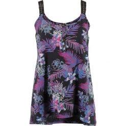 Top z roślinnym nadrukiem bonprix czarny z nadrukiem. Czarne topy damskie bonprix, z nadrukiem. Za 29,99 zł.