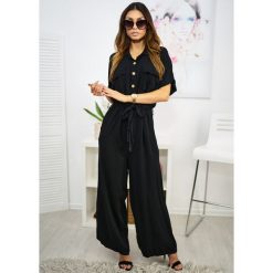 Elegancki Kombinezon Native Kolor Black ONESIZE. Czarne kombinezony damskie ACME, uniwersalny, w paski, z bawełny, eleganckie, bez kołnierzyka, bez rękawów. Za 159,00 zł.