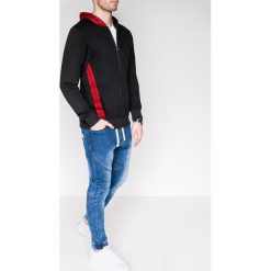 Bluza męska z kapturem rozpinana B908 - czarna. Czarne bluzy męskie Ombre Clothing, s, bez wzorów, z bawełny, z kapturem, bez rękawów, z kapturem. Za 49,00 zł.