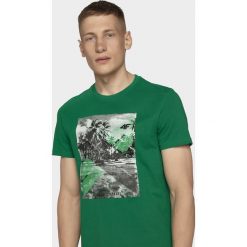T-shirt męski TSM025A - zielony. Zielone t-shirty męskie 4f, m, bez wzorów, bez kołnierzyka. W wyprzedaży za 29,99 zł.