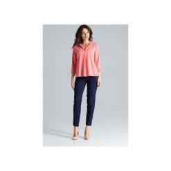 Bluzka L035 Koral. Różowe bluzki damskie Lenitif, xl, bez wzorów, z dekoltem w serek, z długim rękawem. Za 119,00 zł.