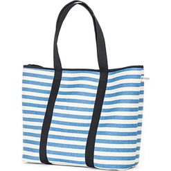 Torba plażowa w kolorze biało-niebieskim - (S)52 x (W)35 x (G)14 cm. Białe torby damskie plażowe Pijama, z materiału. W wyprzedaży za 179,95 zł.