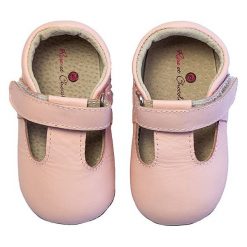 Buciki niemowlęce: Skórzane buty niemowlęce „T-Strap” w kolorze jasnoróżowym