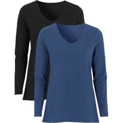 Cellbes Bluzka 2 Pack denim blue czarny female niebieski/czarny 38/40. Niebieskie topy damskie Cellbes, bez wzorów, z bawełny, z dekoltem w serek. Za 119,00 zł.