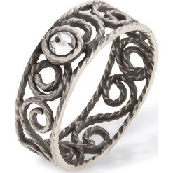 RABAT Srebrny Pierścionek - srebro 800, Swarovski. Szare pierścionki damskie marki W.KRUK, srebrne. W wyprzedaży za 89,00 zł.