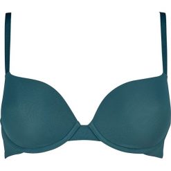 Biustonosz w kolorze morskim. Niebieskie biustonosze Skiny Women & Men, z haftami. W wyprzedaży za 39,95 zł.