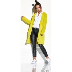 Kardigan z łączonych materiałów LSG109 limonka. Swetry damskie Lemoniade, uniwersalny, bez wzorów, z materiału. Za 189,90 zł.