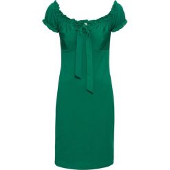 Sukienka "carmen" z kokardą bonprix zielony. Zielone sukienki damskie bonprix, bez wzorów, bez kołnierzyka, bez rękawów. Za 59,99 zł.
