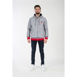Bluza w kolorze szarym. Szare bluzy męskie American College, xs, z aplikacjami, z materiału, z kapturem, bez rękawów, bez kaptura. W wyprzedaży za 132,95 zł.