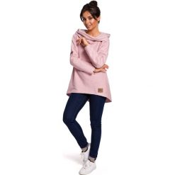 Bluza damska z kapturem różowa - 2xl. Różowe bluzy damskie e-margeritka.pl, s, bez wzorów, z bawełny, z długim rękawem, długie, z kapturem. Za 154,99 zł.