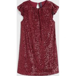 Mango Kids - Sukienka dziecięca Berry 110-164 cm. Brązowe sukienki dziewczęce Mango Kids, z aplikacjami, z elastanu, casualowe, z krótkim rękawem, krótkie, mini, proste. Za 129,90 zł.