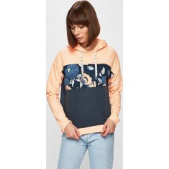 Roxy - Bluza. Niebieskie bluzy damskie Roxy, s, z nadrukiem, z bawełny, bez rękawów, z kapturem. W wyprzedaży za 239,90 zł.