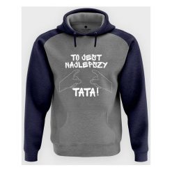 Bluza męska dwukolorowa To jest najlepszy tata. Bluzy męskie MegaKoszulki, m, bez wzorów, z kapturem, bez rękawów. Za 114,90 zł.