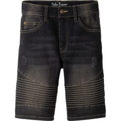 Bermudy dżinsowe biker bonprix czarny "stone". Czarne spodnie chłopięce bonprix, bez wzorów, z jeansu. Za 74,99 zł.