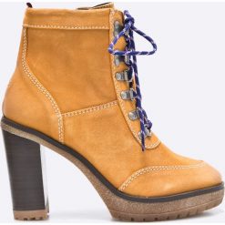 Hilfiger Denim - Botki. Różowe botki damskie lity Hilfiger Denim, z denimu, na sznurówki. W wyprzedaży za 339,90 zł.