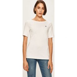 Marc O'Polo - T-shirt. Niebieskie bluzki damskie Marc O'Polo, s, bez wzorów, z bawełny, z okrągłym kołnierzem. W wyprzedaży za 99,90 zł.