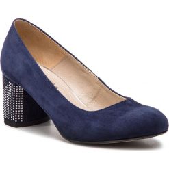 Półbuty ANN MEX - 9321 05W Granat. Niebieskie półbuty damskie Ann Mex, z aplikacjami, ze skóry, eleganckie, bez obcasa, na obcasie, bez zapięcia. W wyprzedaży za 189,00 zł.