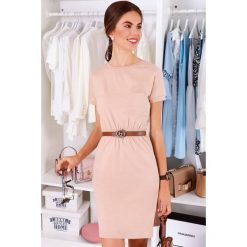 Sukienka MIRTENA BEIGE. Brązowe sukienki damskie IVET, na co dzień, na lato, bez wzorów, bez kołnierzyka, z krótkim rękawem, krótkie, mini. W wyprzedaży za 19,00 zł.