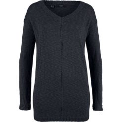 Swetry klasyczne damskie: Sweter z dekoltem w serek bonprix czarny