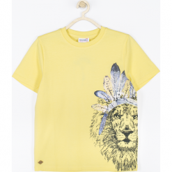 Koszulka. Żółte t-shirty chłopięce z krótkim rękawem marki FREE AND WILD, z aplikacjami. Za 42,90 zł.